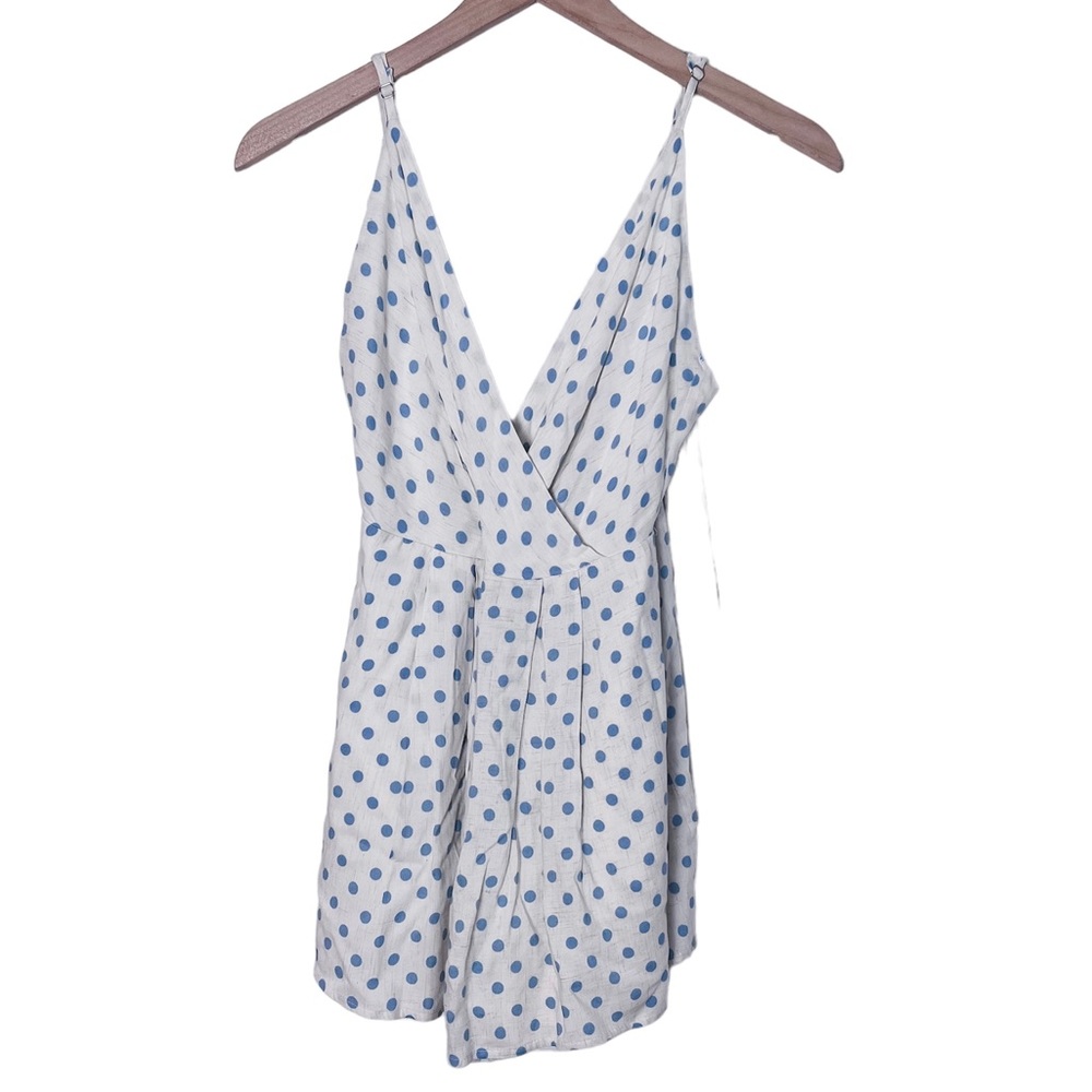 Le Lis Blue and White Polka Dot Romper